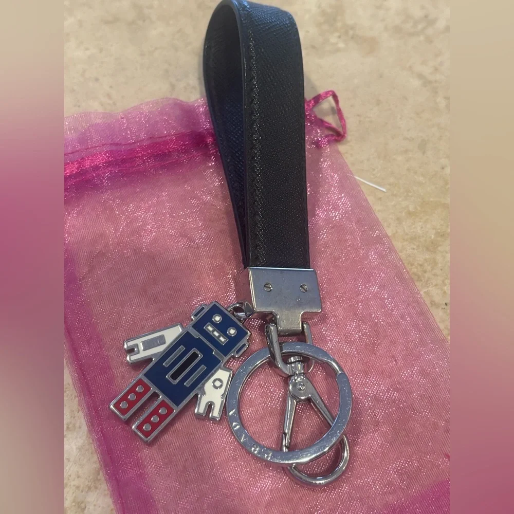 Mom Sale🌸 PRADA Black Saffiano Leather Keychain with Robot Charm $295